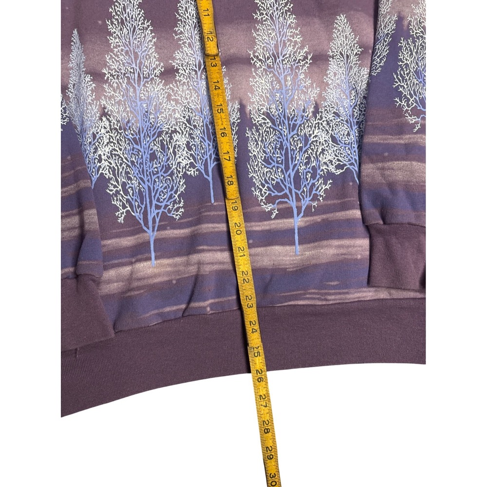 Morning Sun Vintage 90s Scenic Tree Sweatshirt Purple USA Nature AOP Mens L - Picture 5 of 7